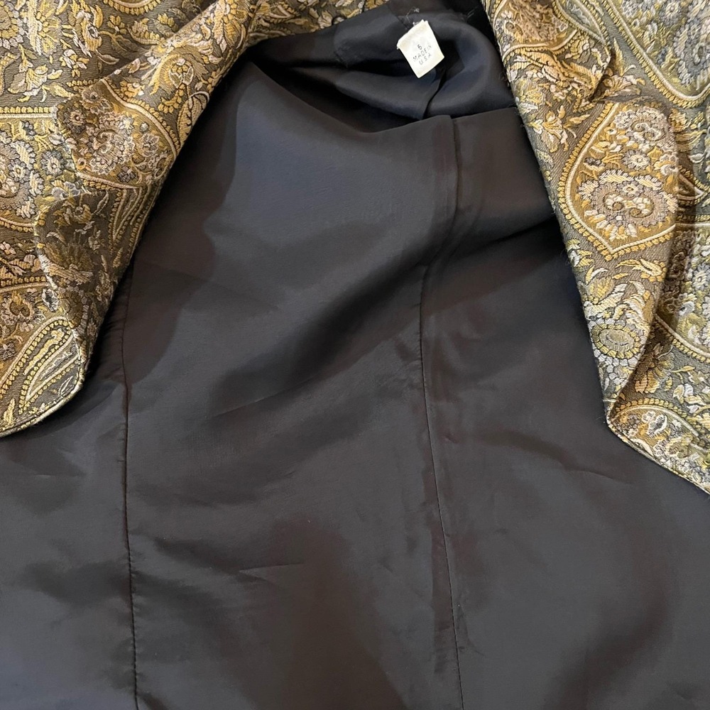 Vintage Paisley Tapestry Brocade Blazer Jacket Dark Academia USA 6 - Picture 11 of 12